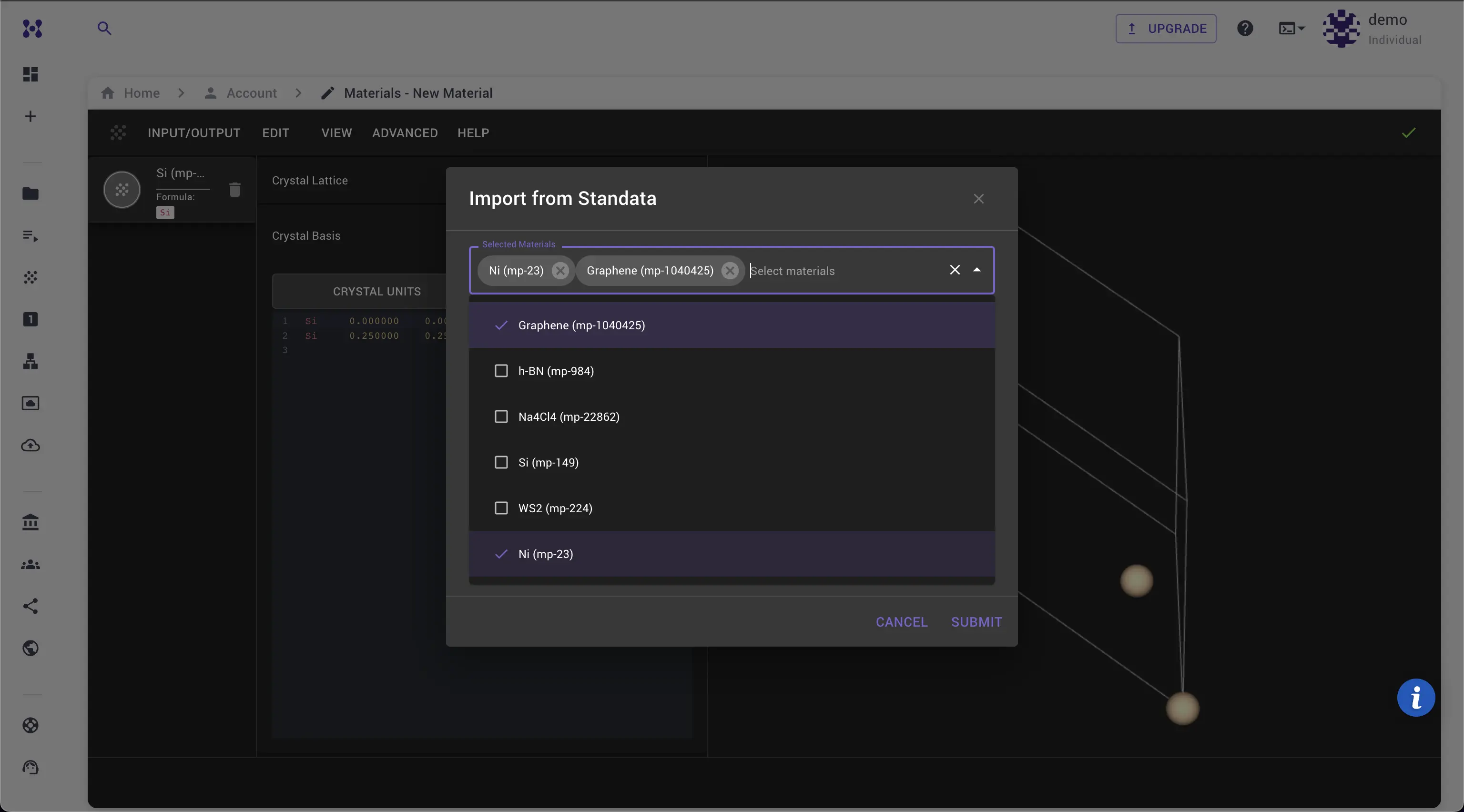 Import Gr and Ni from Standata