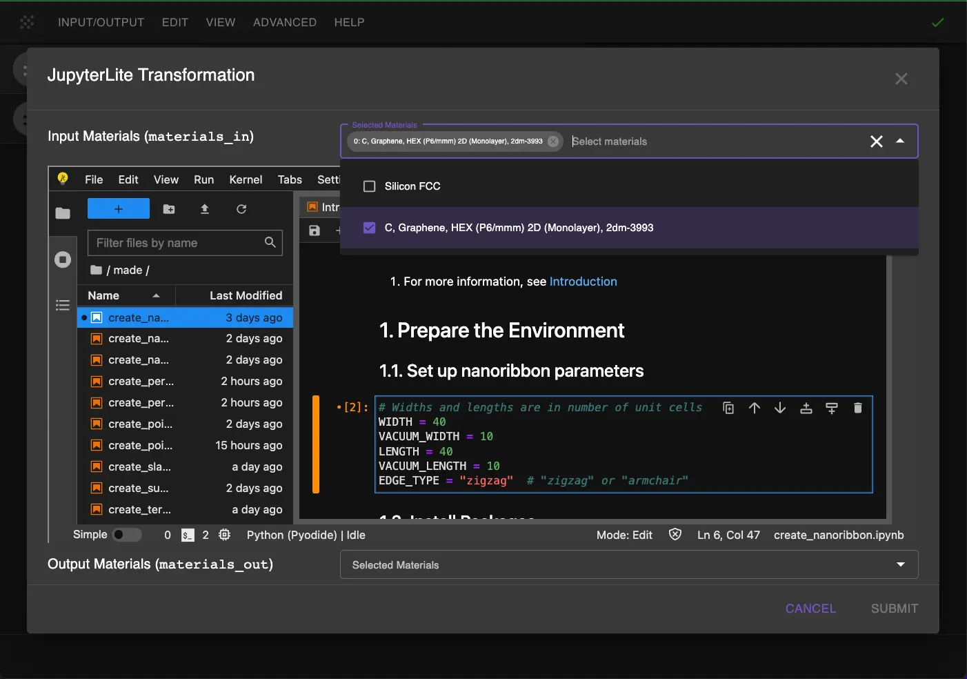 Setup Nanoribbon Parameters Setup Nanoribbon Parameters