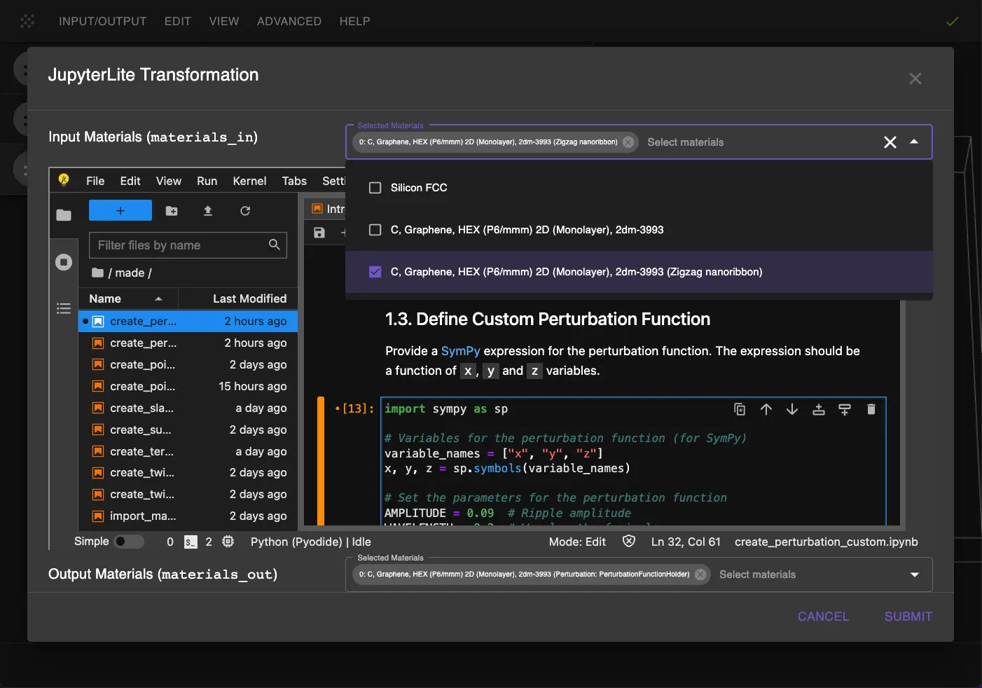 Setup Perturbation Function Setup Perturbation Function