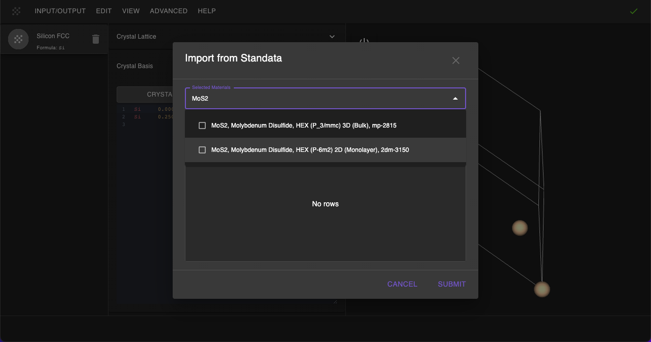 Standata MoS2 Import Standata MoS2 Import